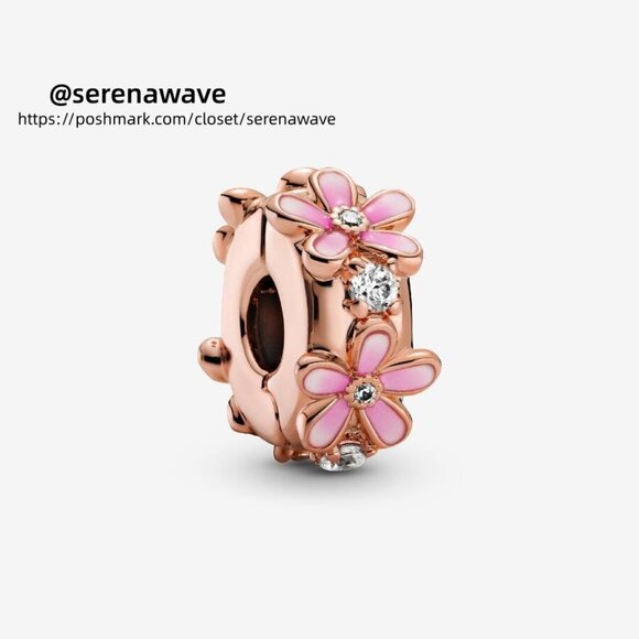 Pandora Pink Daisy Spacer Clip Charm|Pendant - Picture 1 of 2